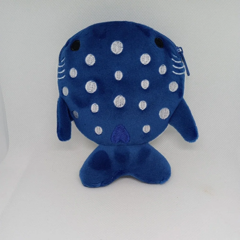 Dark Blue Whale Shark Coin Wallet Plush Coin Bag  Key Earphone Pouch
